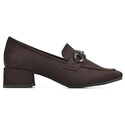 CLIFFS BY WHITE MOUNTAIN Women's Shoes Quinbee Block Heeled Loafer, Dk Brown/Suedette, 8 M
