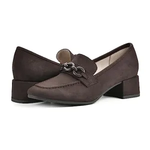 CLIFFS BY WHITE MOUNTAIN Women's Shoes Quinbee Block Heeled Loafer, Dk Brown/Suedette, 8 M