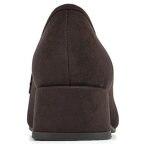 CLIFFS BY WHITE MOUNTAIN Women's Shoes Quinbee Block Heeled Loafer, Dk Brown/Suedette, 8 M