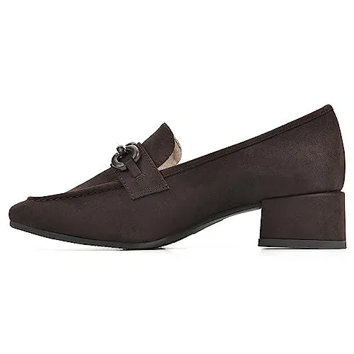 CLIFFS BY WHITE MOUNTAIN Women's Shoes Quinbee Block Heeled Loafer, Dk Brown/Suedette, 8 M