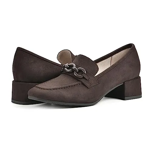 CLIFFS BY WHITE MOUNTAIN Women's Shoes Quinbee Block Heeled Loafer, Dk Brown/Suedette, 8 M