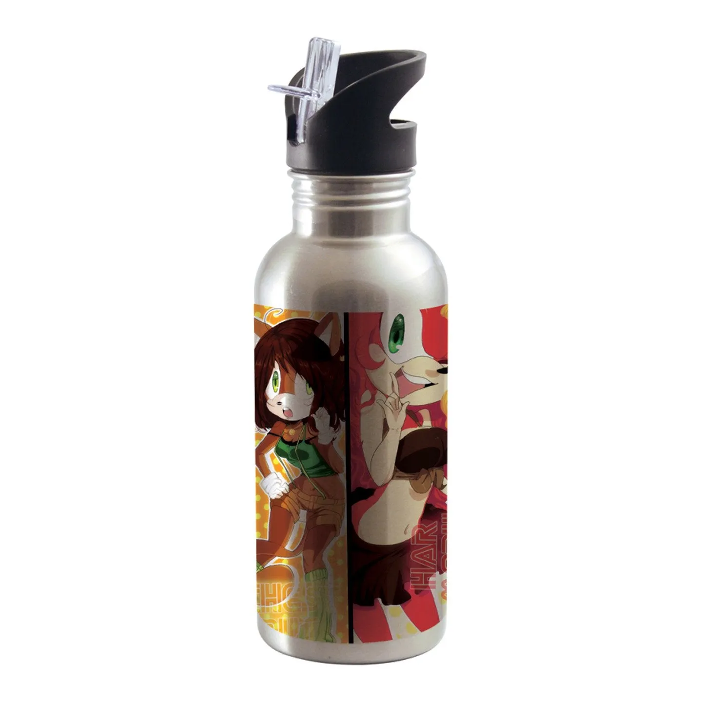 FULL CARTON - 60 x Water Bottles - SILVER - Integrated Straw - 600ml